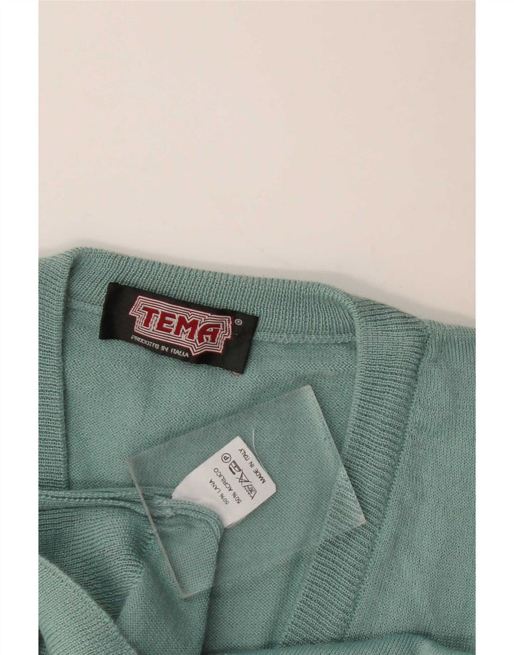 Canottiera vintage da uomo, canotta grande in lana blu