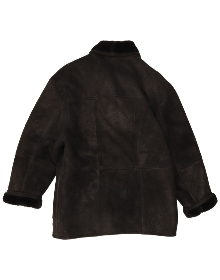 Giacca in shearling vintage da uomo IT 54 2XL Shearling nero