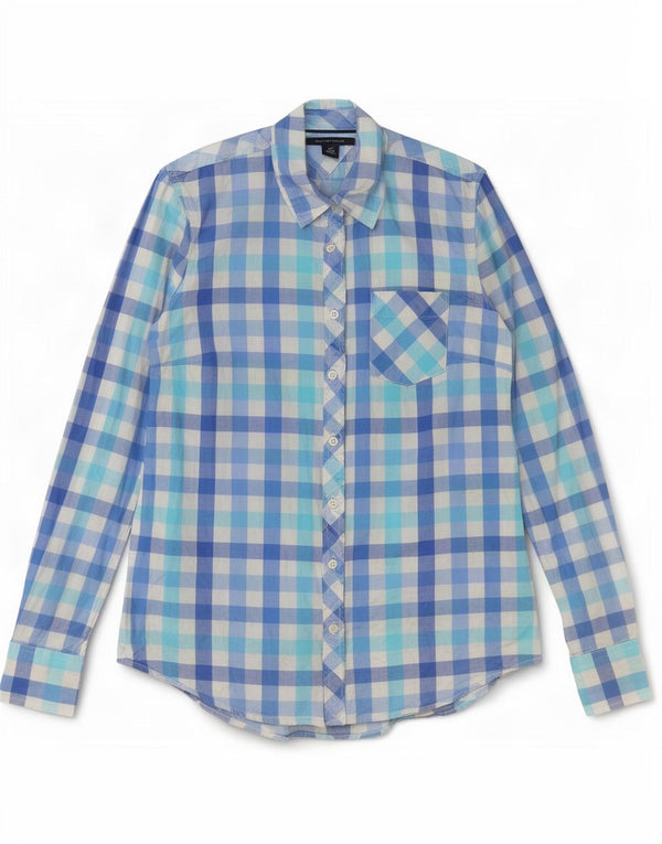 Tommy Hilfiger Womens Shirt UK 10 Small Blue Gingham Cotton