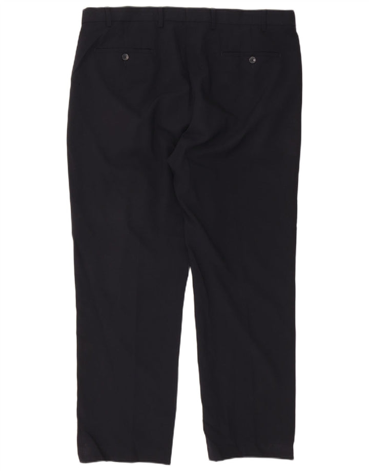 Pantaloni chino dritti da uomo Marks & Spencer W42 L29 poliestere blu navy