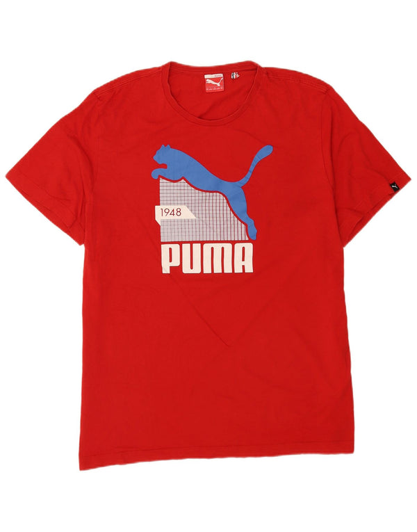 T-shirt grafica da uomo Puma Top 2XL in cotone rosso