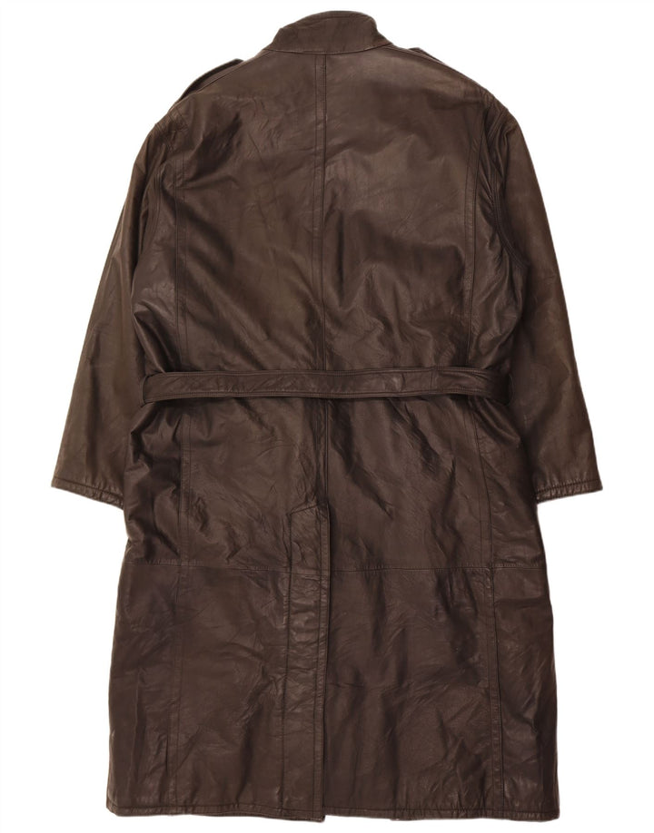 Cappotto in pelle militare vintage da uomo IT 56 3XL Nero