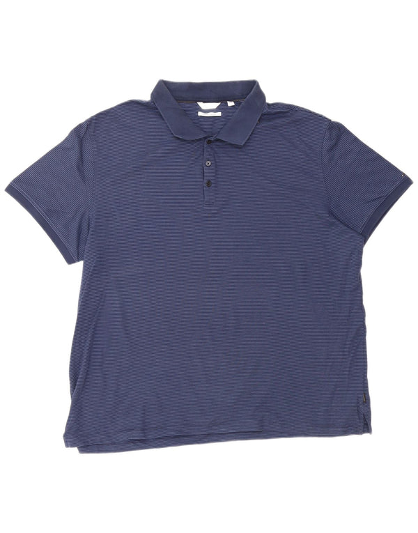 Polo da uomo CALVIN KLEIN 2XL cotone gessato blu navy