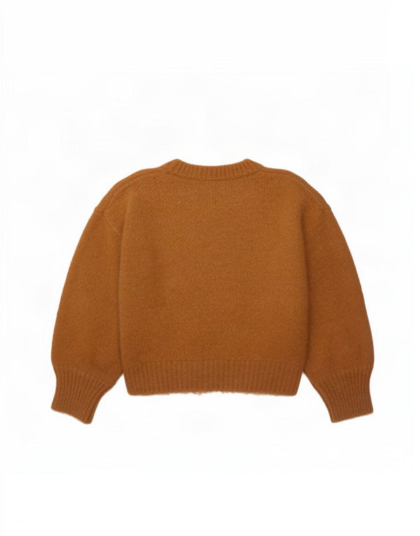 Maglione corto girocollo da donna Zara UK 16 grande nylon marrone