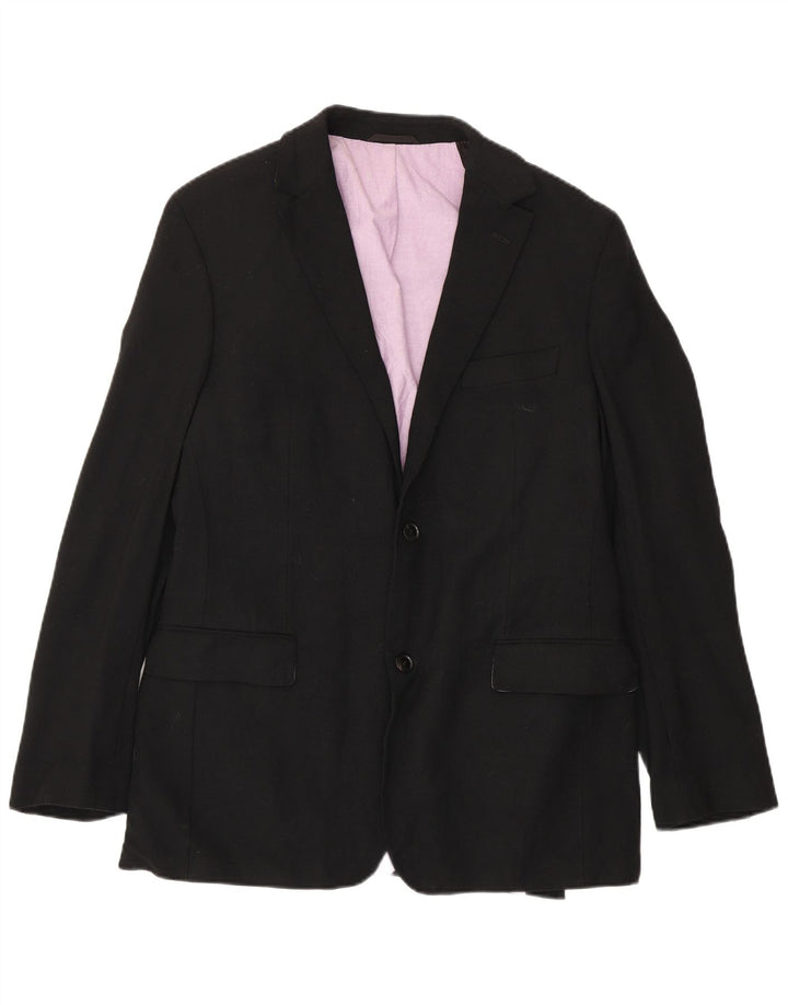 Giacca blazer da uomo a 2 bottoni Hugo Boss UK 102 grande lana vergine nera