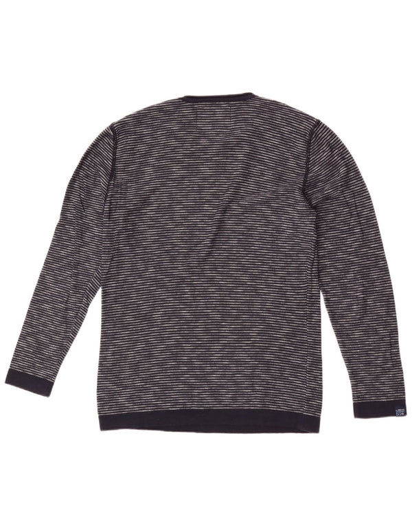 Maglione da uomo girocollo Superdry in cotone gessato medio blu navy