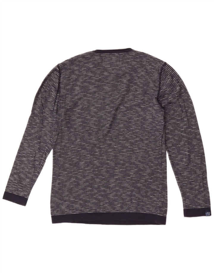 Maglione da uomo girocollo Superdry in cotone gessato medio blu navy