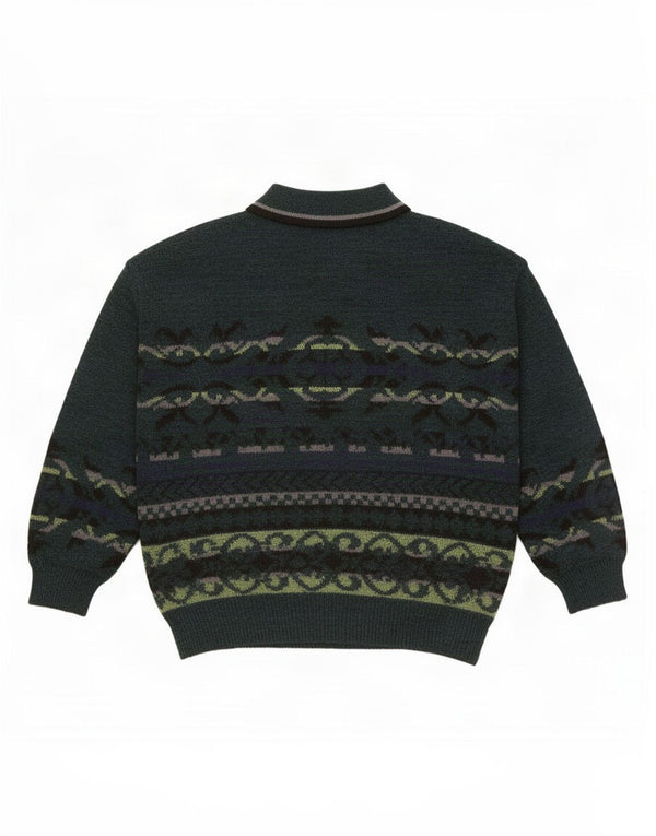 Maglione vintage da uomo con collo alto IT 48 Paisley verde medio