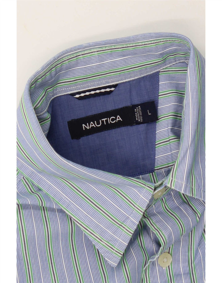 Camicia da uomo Nautica in cotone a righe grandi blu