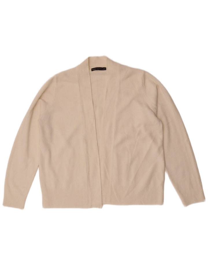 Maglione cardigan aperto da donna Marks & Spencer UK 14 medio bianco