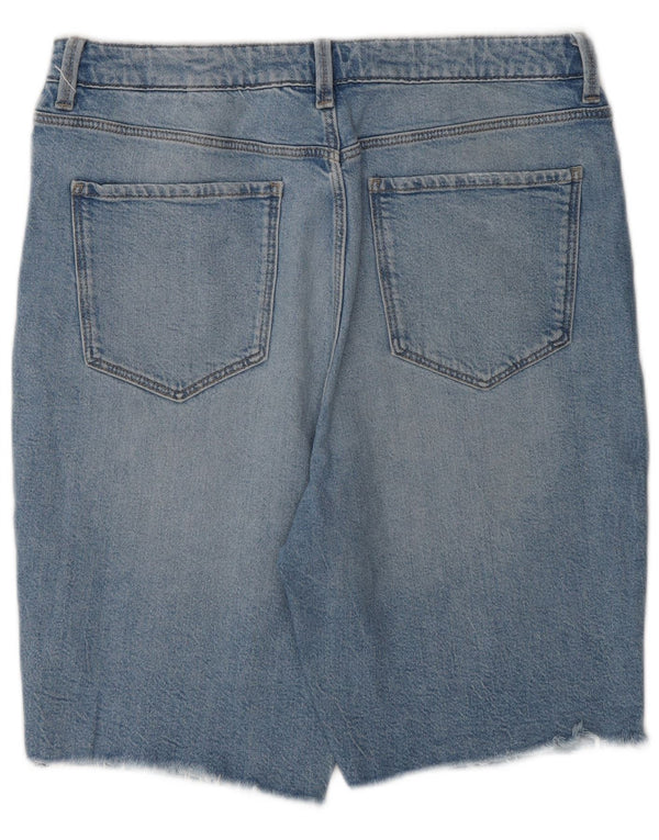 Pantaloncini di jeans a vita alta da donna Marks & Spencer UK 14 Large W34 Cotone blu
