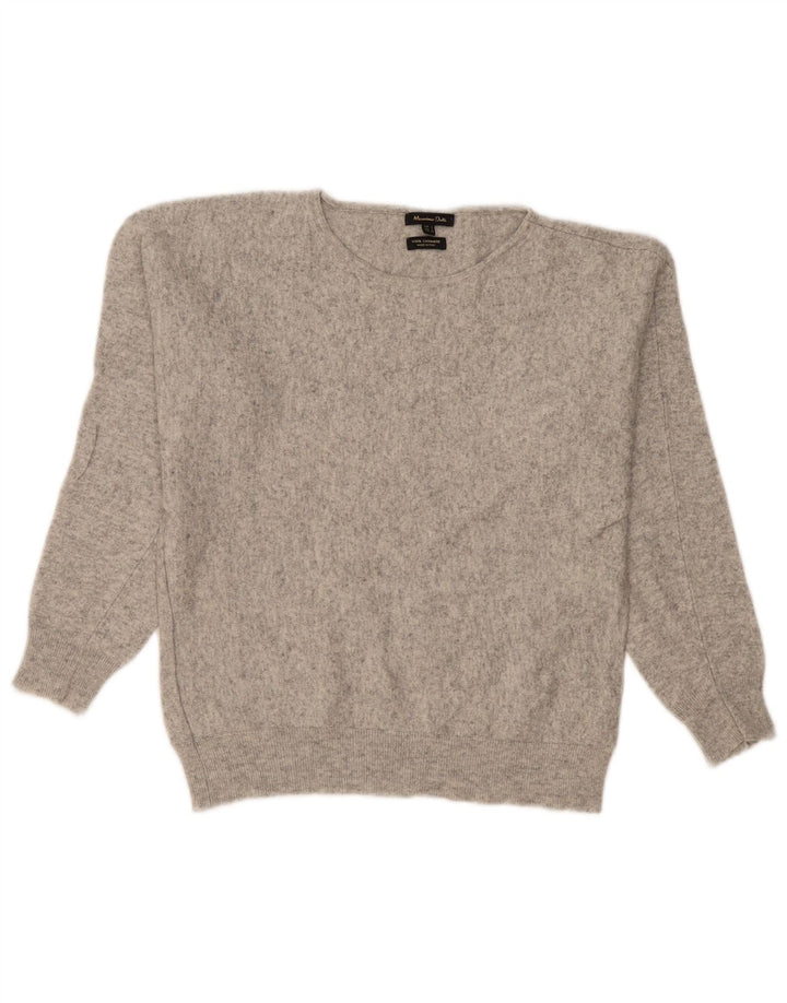 Maglione maglione da donna con scollo a barca Massimo Dutti UK 16 grande lana grigia