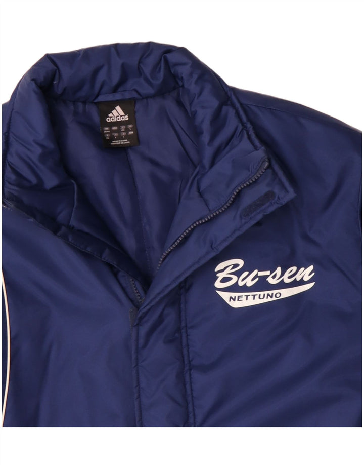 Giacca a vento grafica da uomo Adidas UK 38/40 poliestere blu medio