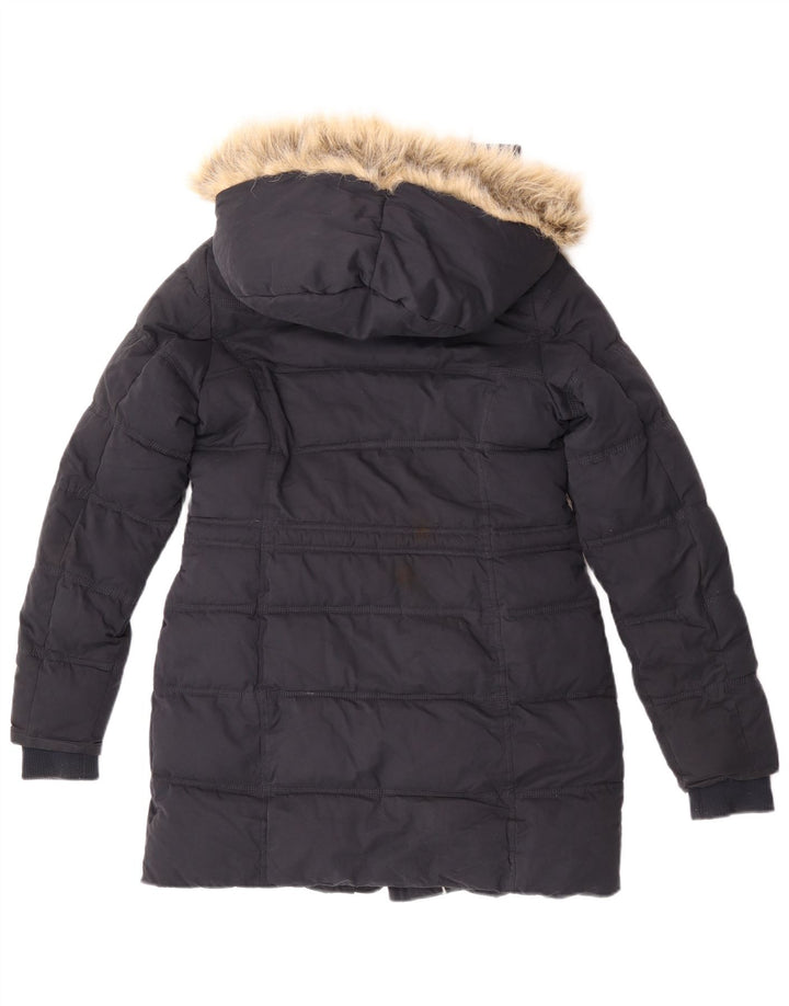Cappotto imbottito in sherpa con cappuccio da donna Fat Face UK 8 piccolo in poliestere blu navy