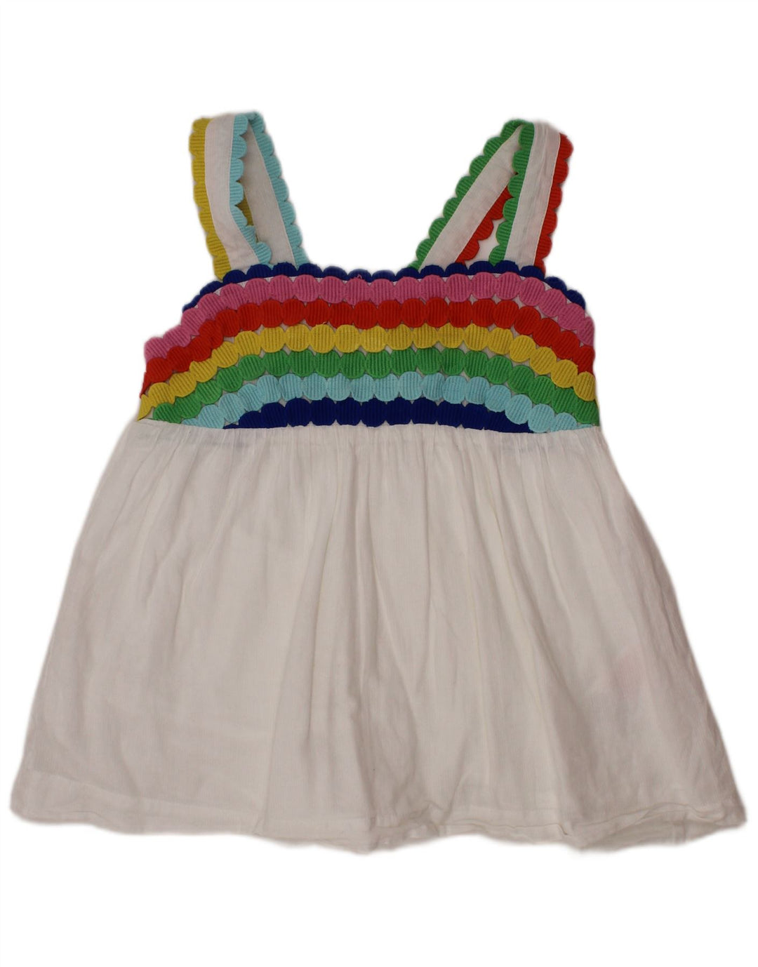 BODEN Camicetta senza maniche per bambina 7-8 anni in cotone color block bianco