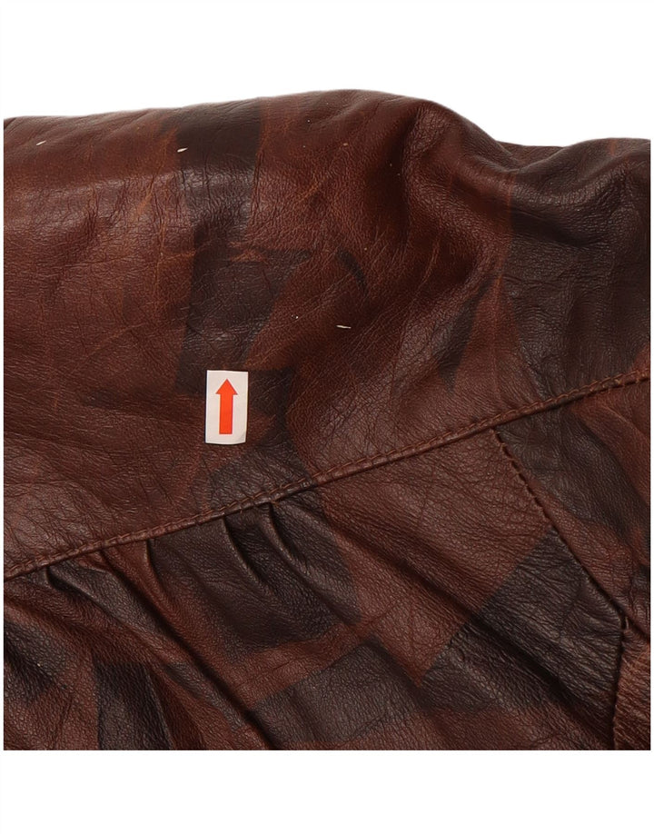WALLACE SACKS Womens Oversized Coat UK 10 Small Brown Patchwork Leather