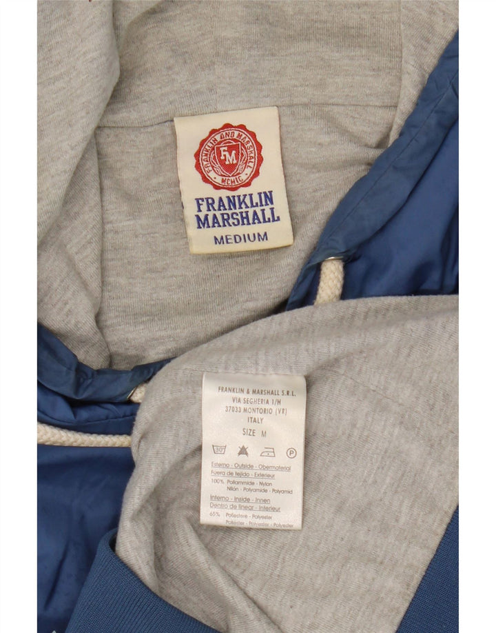 FRANKLIN MARSHALL Maglione con cappuccio grafico da uomo in nylon blu medio