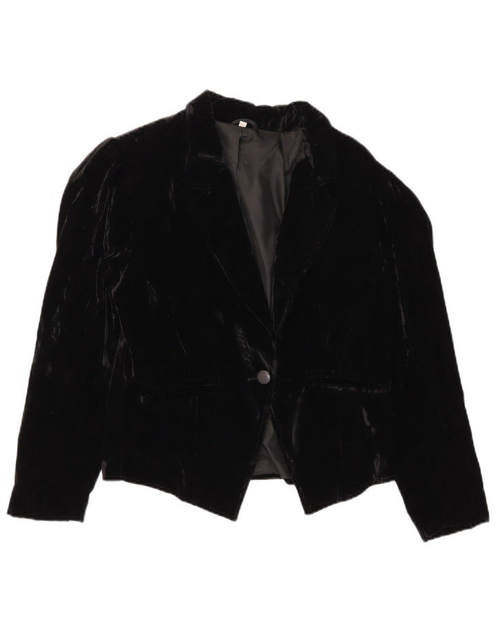 Giacca vintage da donna in velluto a 1 bottone IT 38 XS viscosa nera