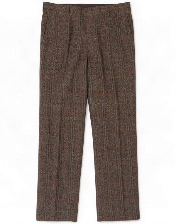 Pantaloni casual dritti da uomo vintage W34 L31 a quadri marroni