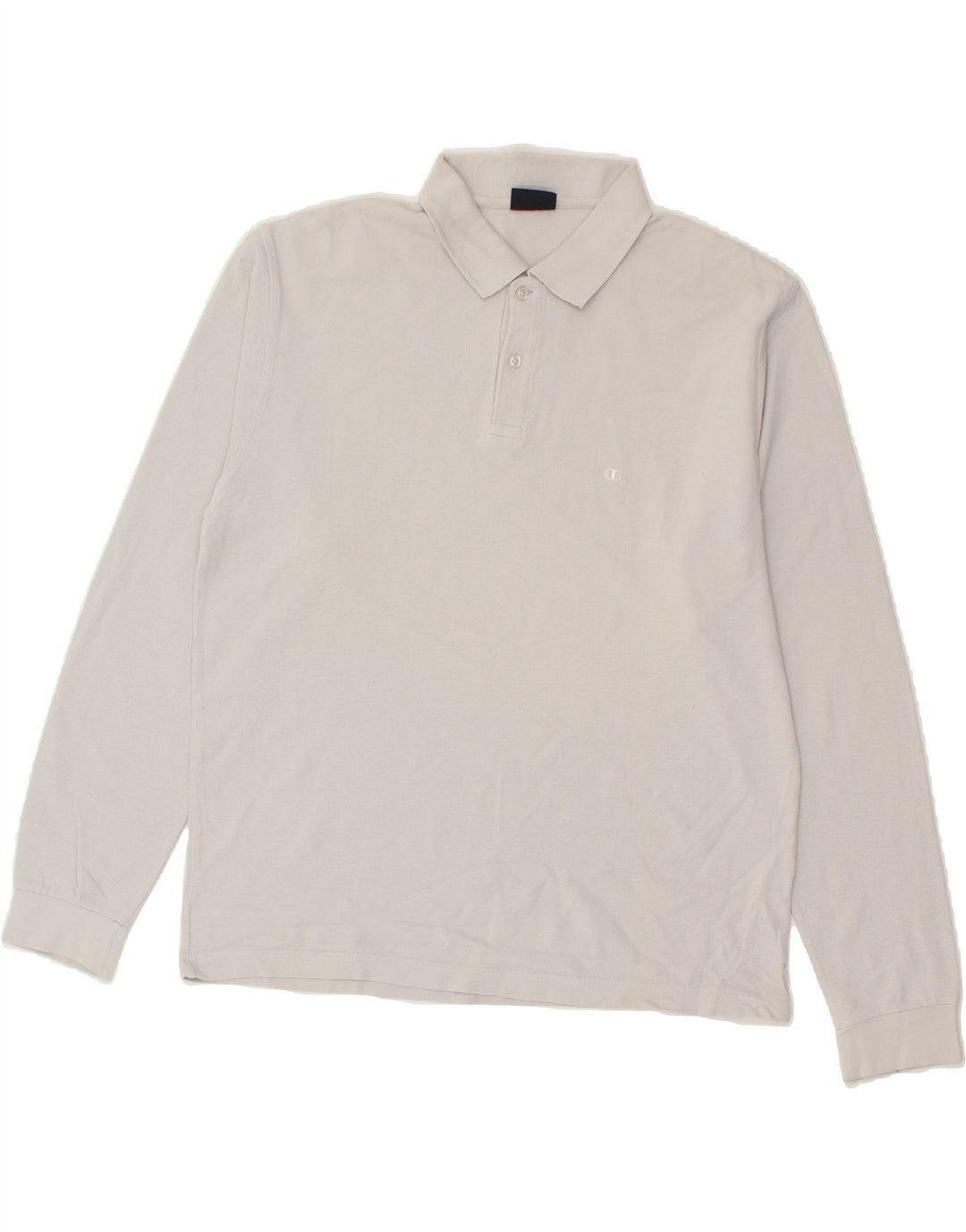 CHAMPION Mens Long Sleeve Polo Shirt Large Grey Cotton Vintage Champion and Second-Hand Champion from Messina Hembry 