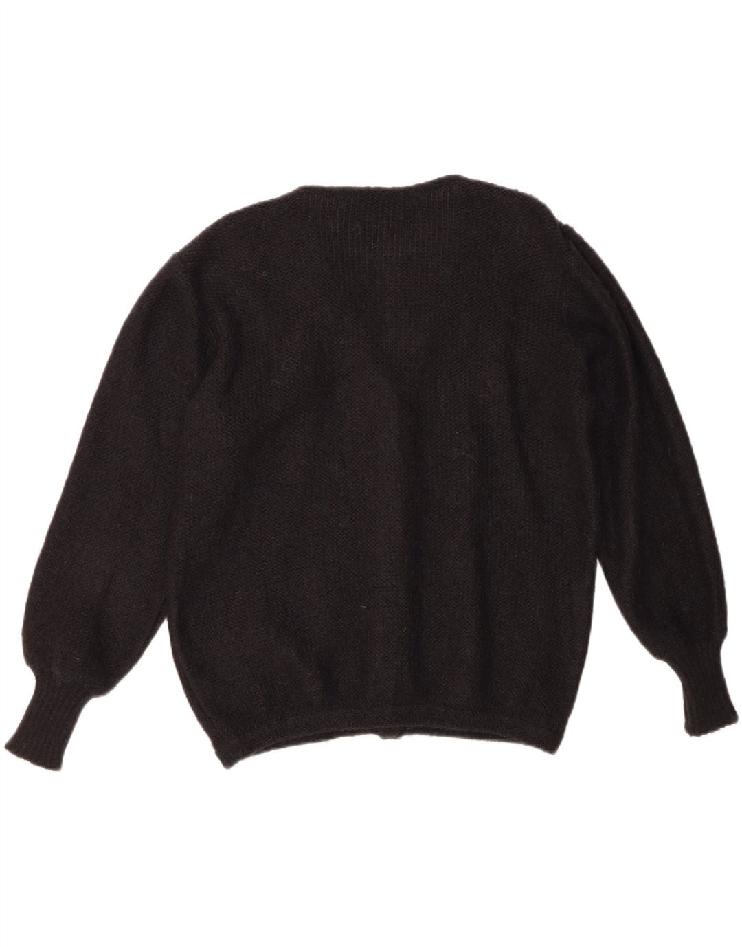 Maglione cardigan da donna vintage UK 16 grande mohair nero