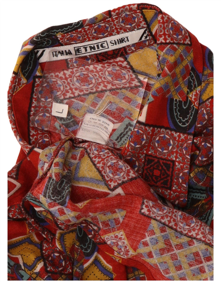 Camicia Vintage Uomo Large Patchwork Rossa in Viscosa