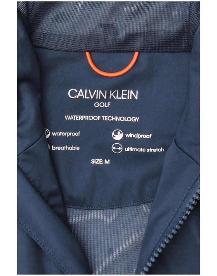 CALVIN KLEIN Mens Hooded Rain Jacket UK 38 Medium Navy Blue Polyester