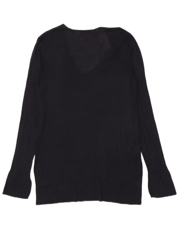 Maglione Zara da donna con scollo a V lungo, UK 16, grande, blu navy