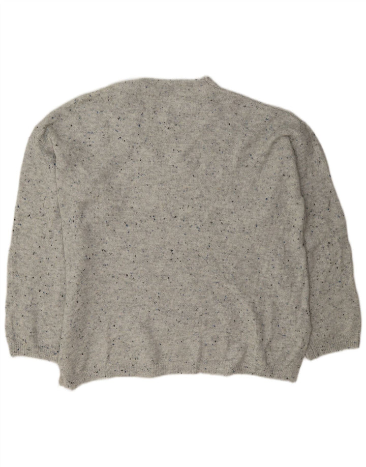 Maglione maglione con scollo a V da donna Marks & Spencer UK 16 grande grigio screziato