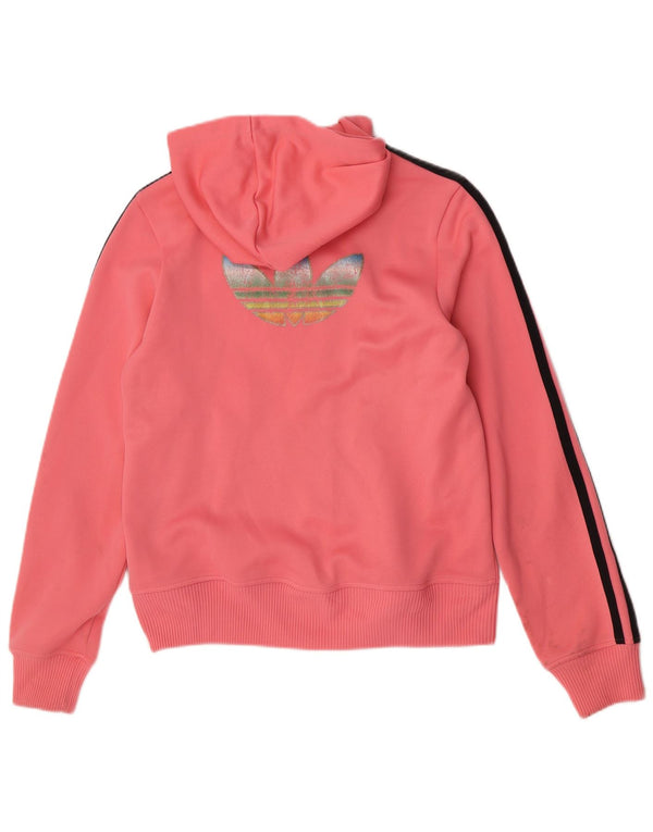 Maglione con cappuccio e zip grafica da donna Adidas EU 36 piccolo rosa