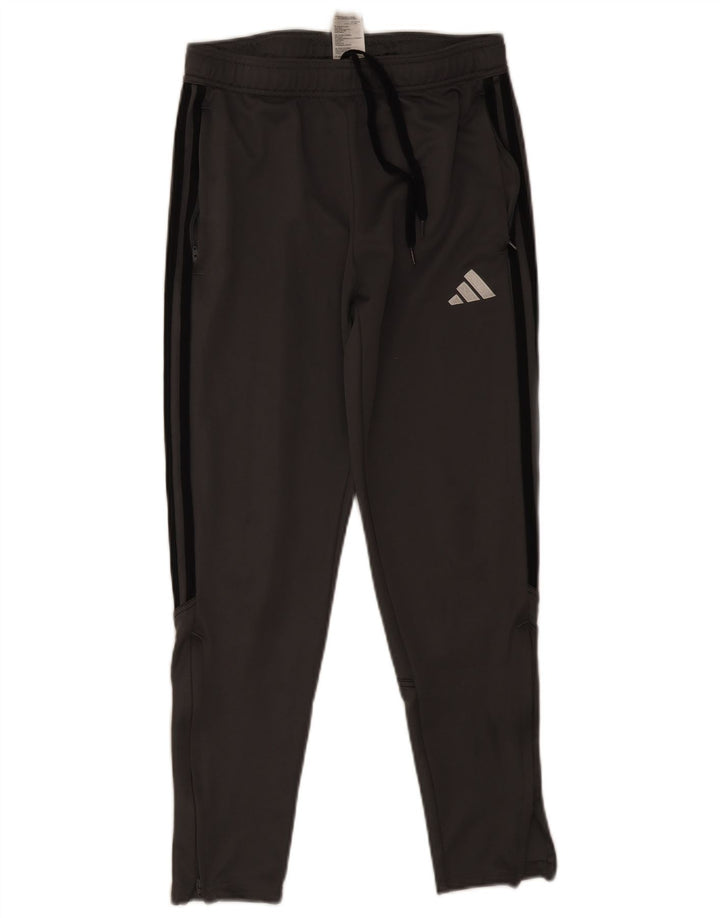 Pantaloni da tuta da uomo Adidas in poliestere grigio medio