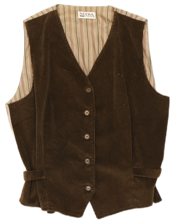 Gilet da donna in velluto a coste Nuova Citta IT 46 Large in cotone kaki