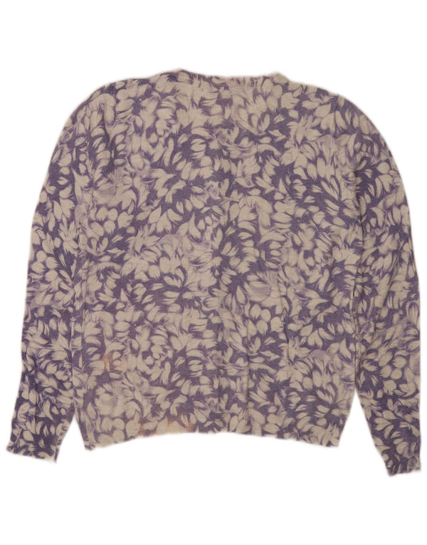 Maglione cardigan da donna Marks & Spencer UK 8 piccola viscosa floreale viola