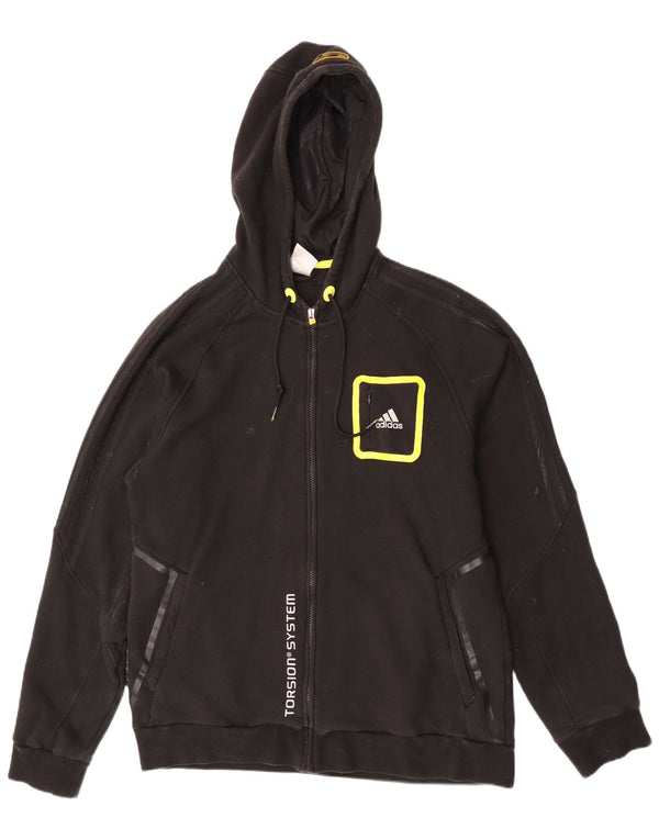 Felpa con cappuccio e zip grafica Adidas da uomo XL in cotone nero