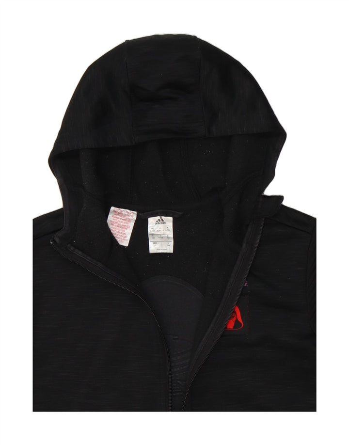 ADIDAS Boys Zip Hoodie Sweater 9-10 Years Black Pinstripe Polyester Vintage Adidas and Second-Hand Adidas from Messina Hembry 