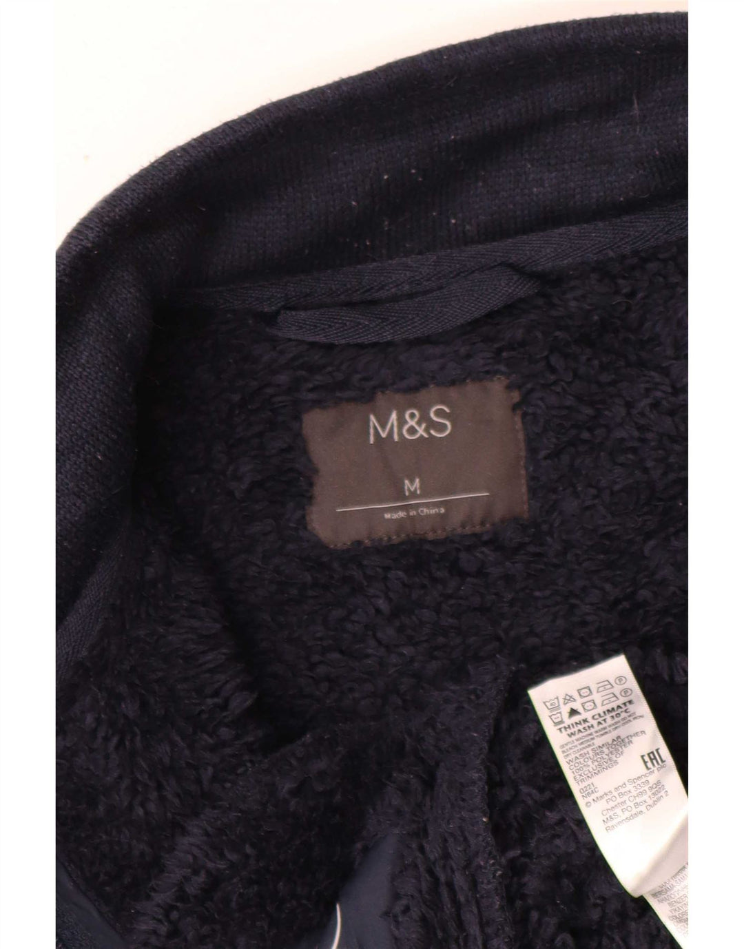 Giacca da uomo Marks & Spencer Sherpa in poliestere medio blu navy
