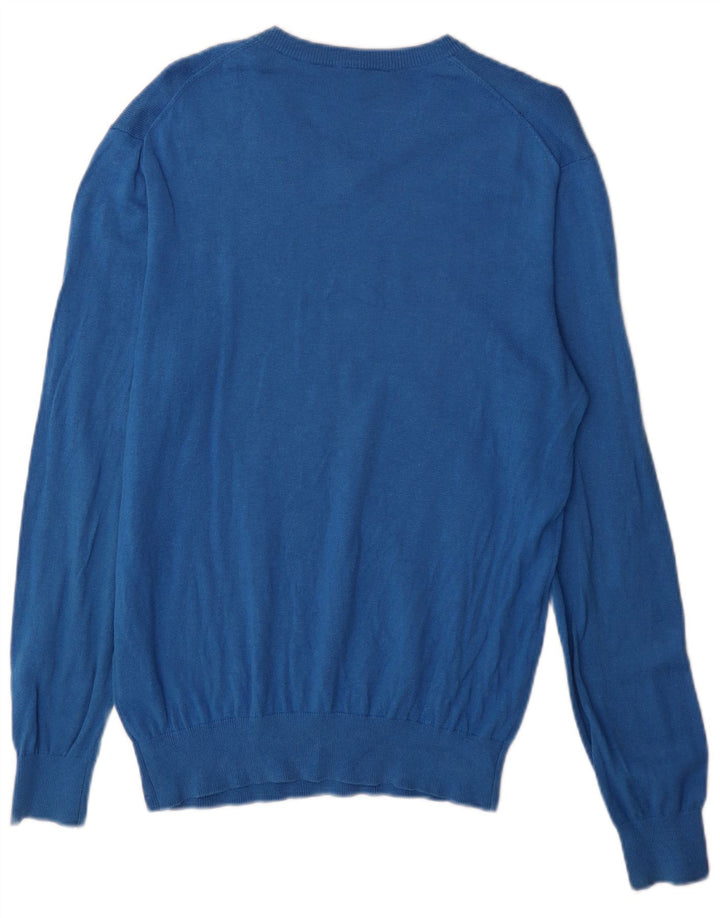 Crew Clothing Maglione da uomo con scollo a V piccolo cotone blu