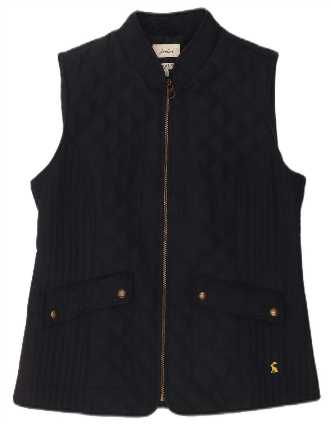 Gilet trapuntato da donna Joules UK 14 grande poliestere blu navy