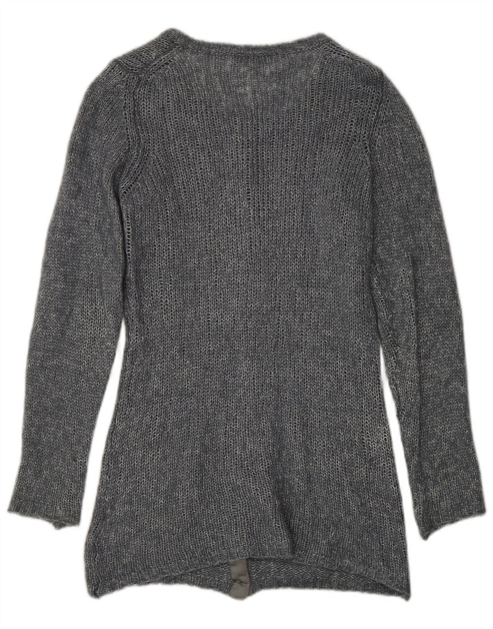 Maglione cardigan da donna Fred Perry UK 14 Grande viscosa screziata grigia