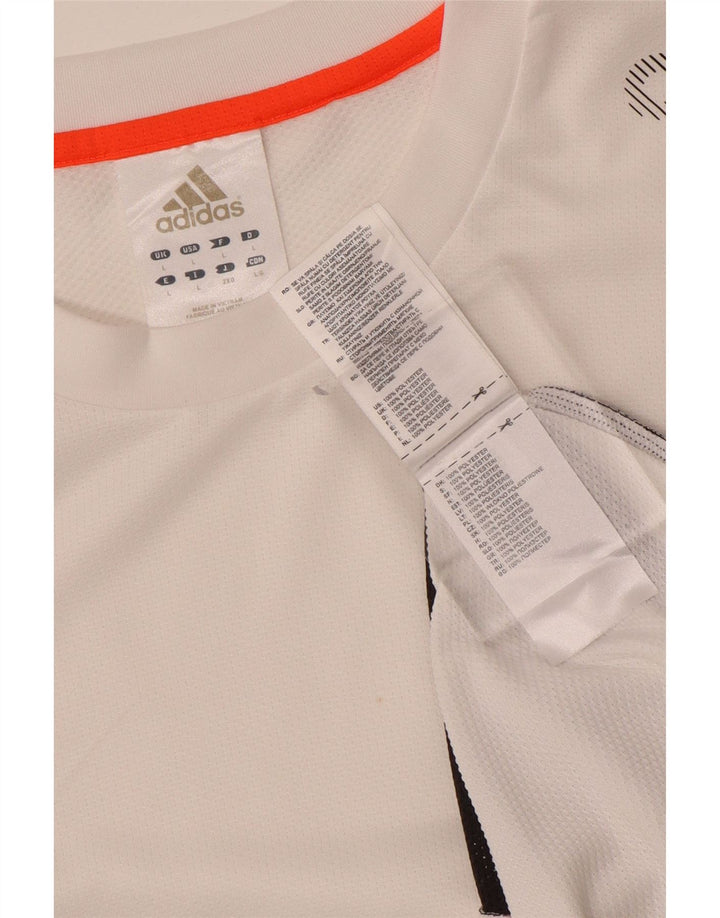 T-shirt grafica da uomo Adidas Top grande in poliestere color block bianco