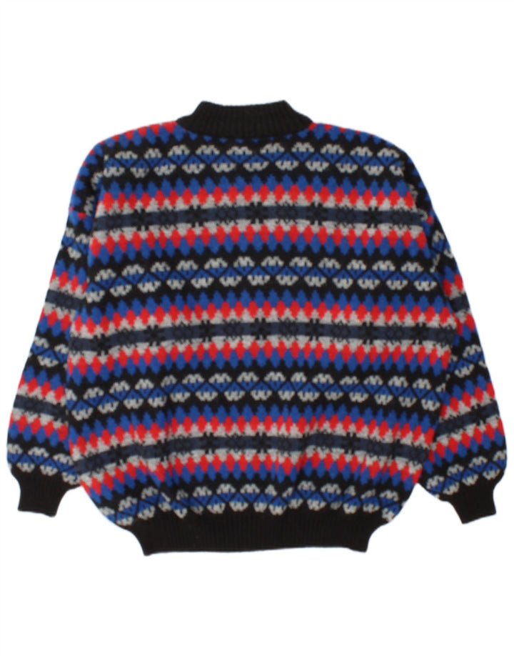 Maglione vintage da uomo con collo dolcevita 2XL Fair Isle multicolore