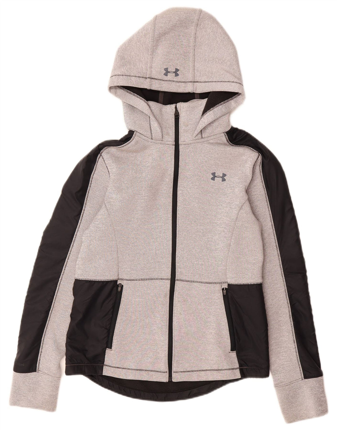 UNDER ARMOUR Mens Zip Hoodie Sweater Small Grey Colourblock Polyester