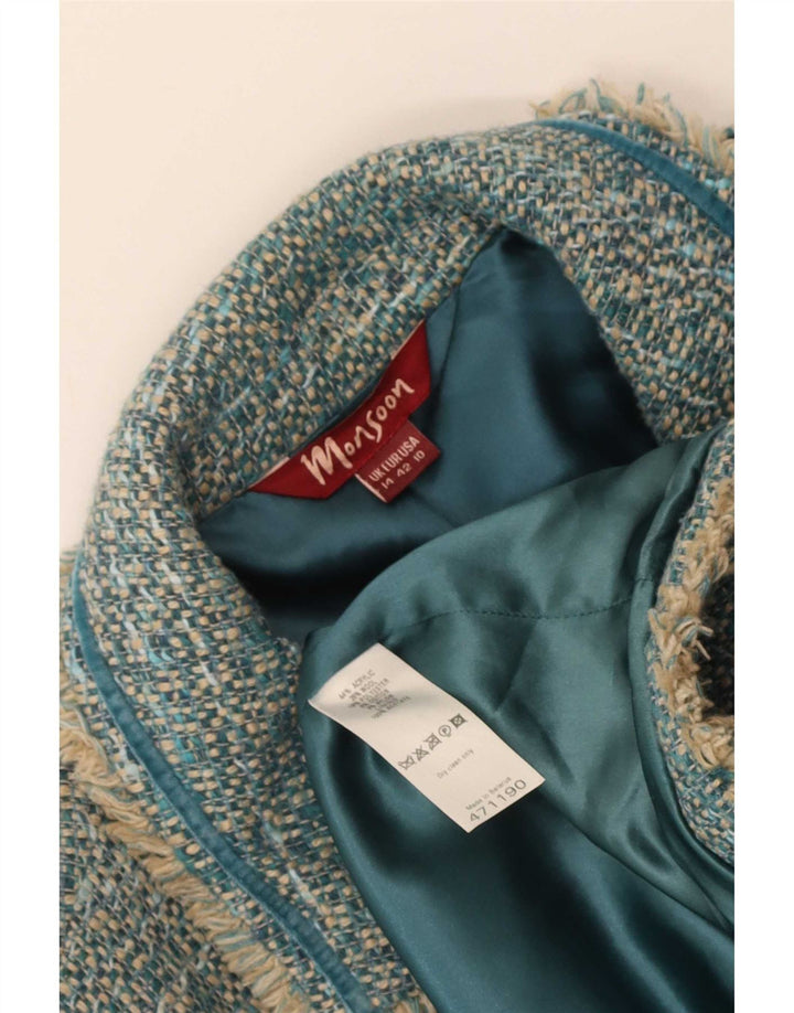 Cappotto da donna Monsoon UK 14 Acrilico screziato blu medio