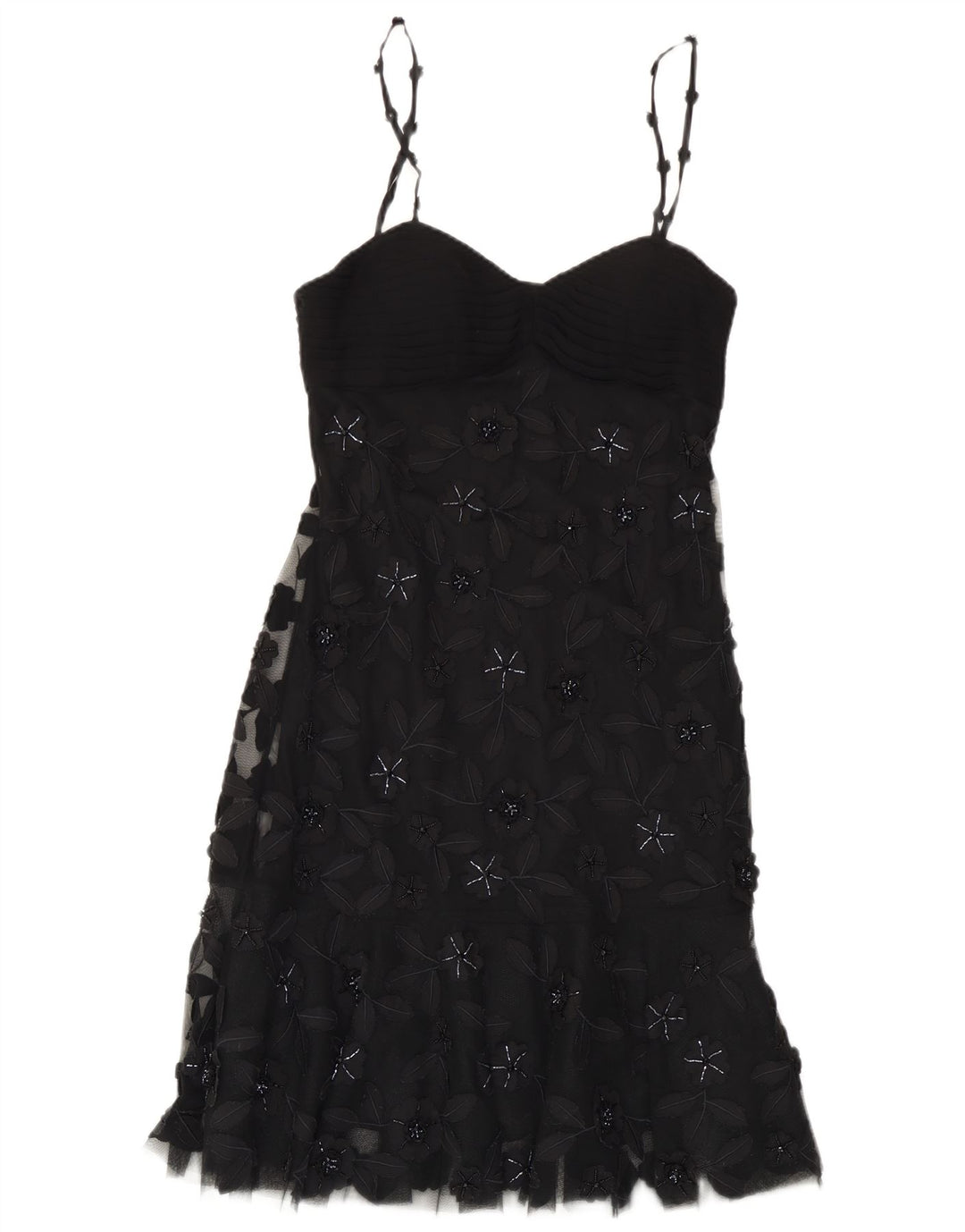Abito sottoveste vintage da donna EU 38 poliestere floreale nero medio