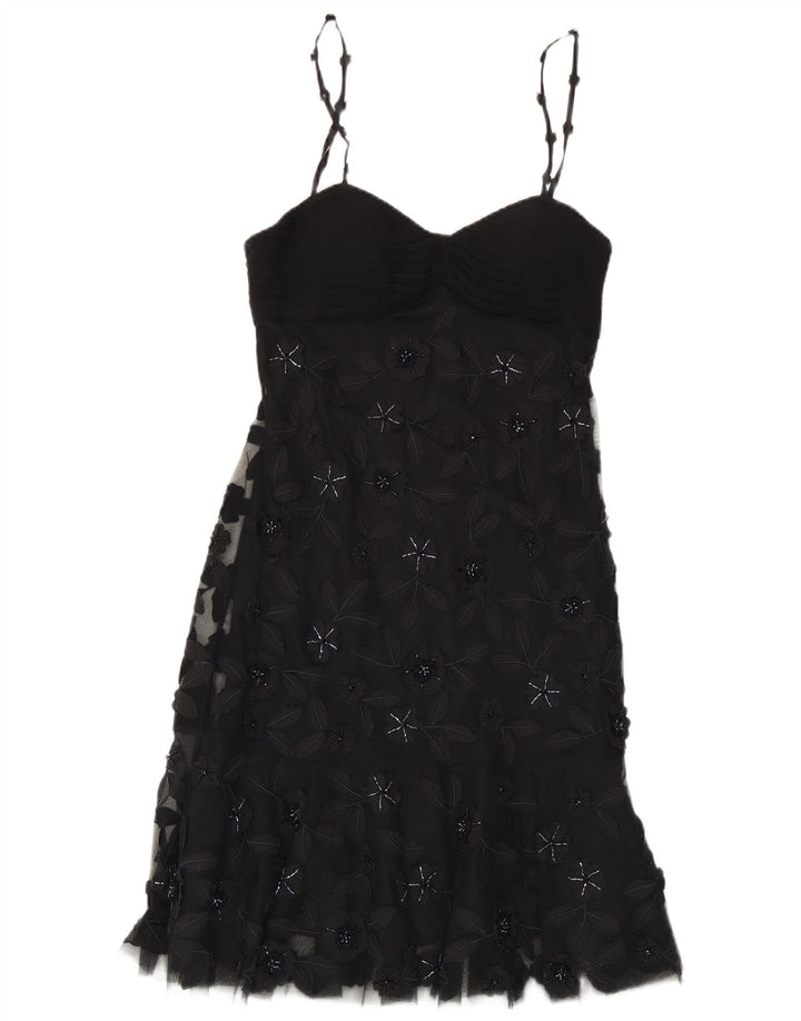 Abito sottoveste vintage da donna EU 38 poliestere floreale nero medio