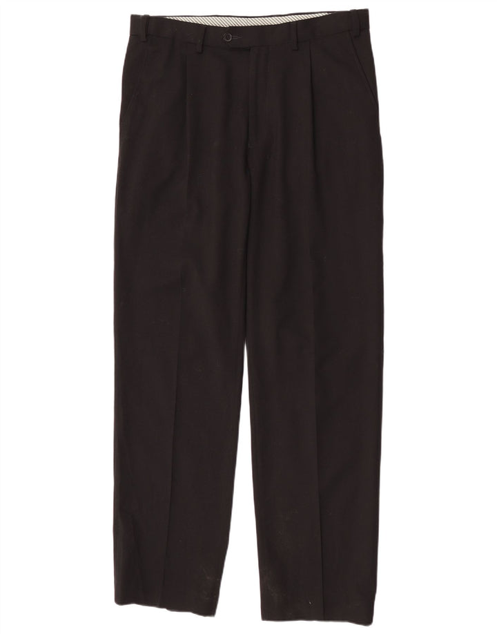 Pantaloni da abito dritti da uomo Marks & Spencer W32 L31 poliestere nero
