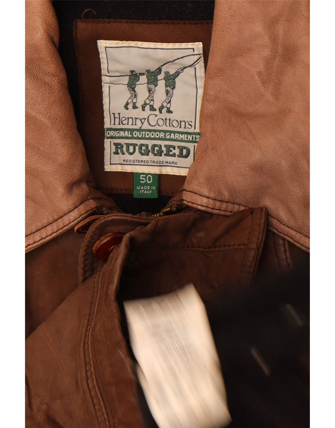 Giacca in pelle robusta da uomo Henry Cottons IT 50 grande in pelle marrone
