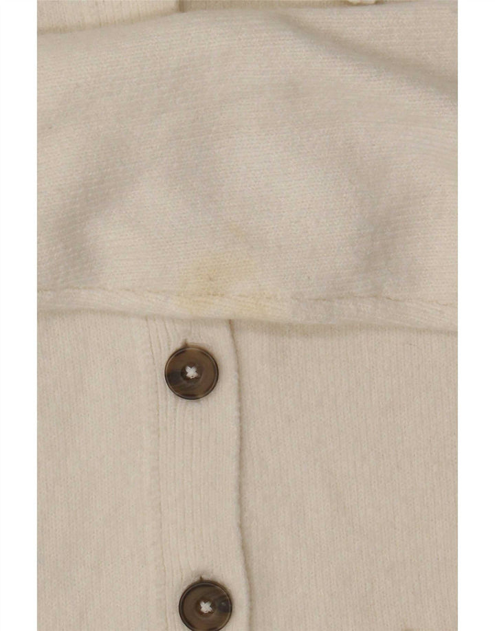 Maglione cardigan corto da donna Marks & Spencer UK 10 piccolo poliestere bianco