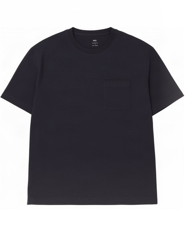 T-shirt da uomo Marks & Spencer dalla vestibilità rilassata, grande, in cotone blu navy