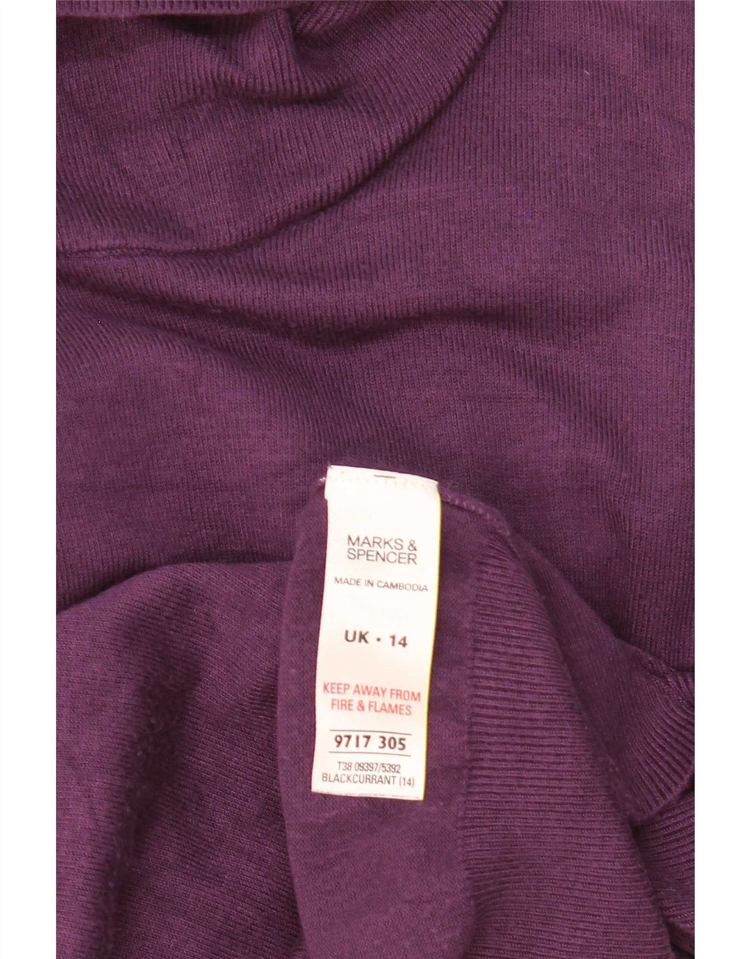 Maglione maglione a collo alto da donna Marks & Spencer UK 14 Viscosa viola medio